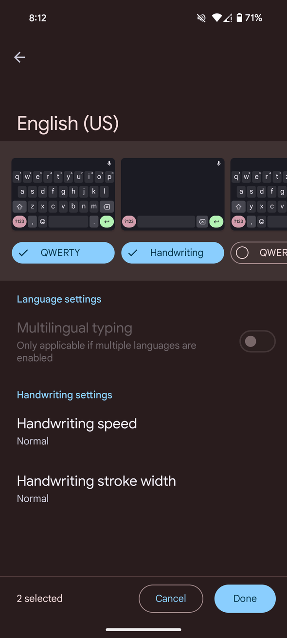 Handwriting keyboard