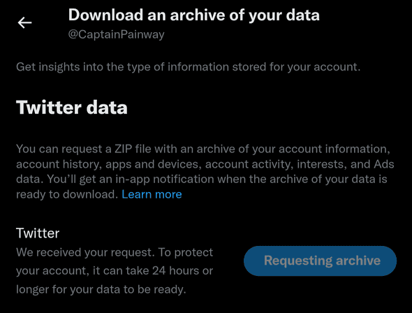 Twitter data request