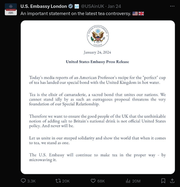 Statement from the U.S. Embassy